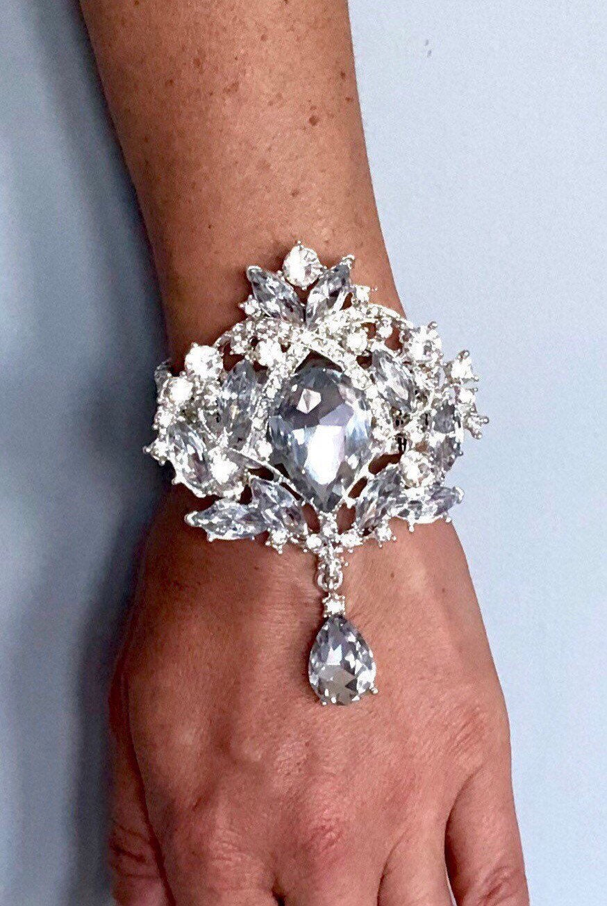 Jewel Wrist Corsage, Crystal Wrist Corsage, Crystal Wrist Corsage, Prom Corsage, Crystal Bracelet, Diamond Corsage, Crystal Corsage, Silve