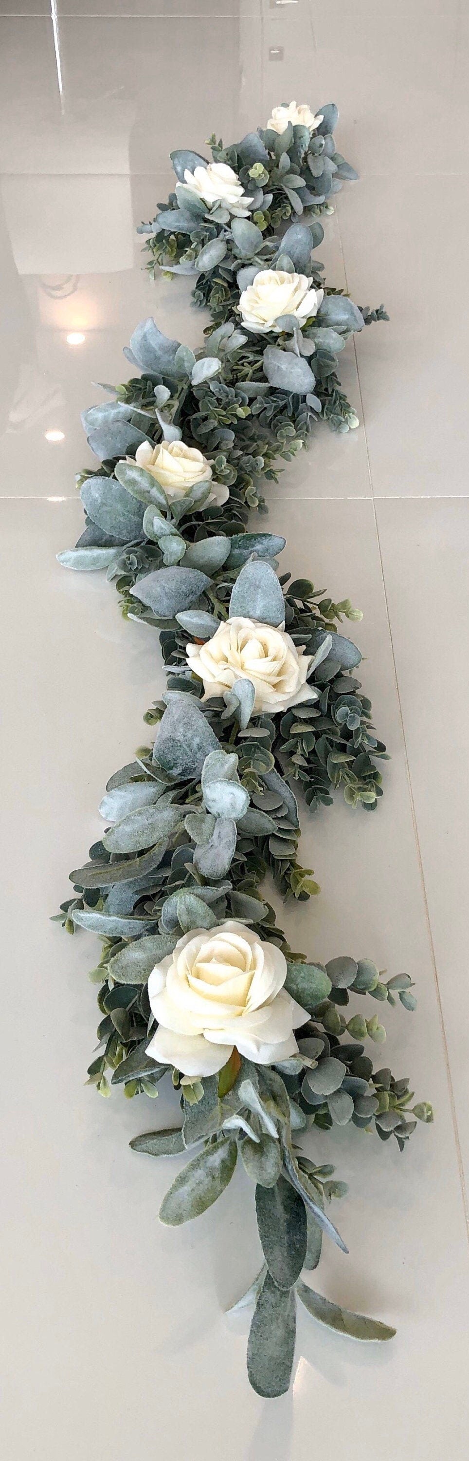 Artificial High Quality Eucalyptus, Lambs Ear, Rose Garland