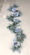 Lambs Ear Garland, Artificial Lambs Ear Garland, Wedding Centerpiece, Steel Blue, Greenery Garland, Table Runner, Dusty Blue Garland, Blue G