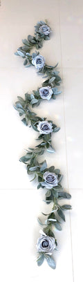 Lambs Ear Garland, Artificial Lambs Ear Garland, Wedding Centerpiece, Steel Blue, Greenery Garland, Table Runner, Dusty Blue Garland, Blue G