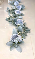 Lambs Ear Garland, Artificial Lambs Ear Garland, Wedding Centerpiece, Steel Blue, Greenery Garland, Table Runner, Dusty Blue Garland, Blue G