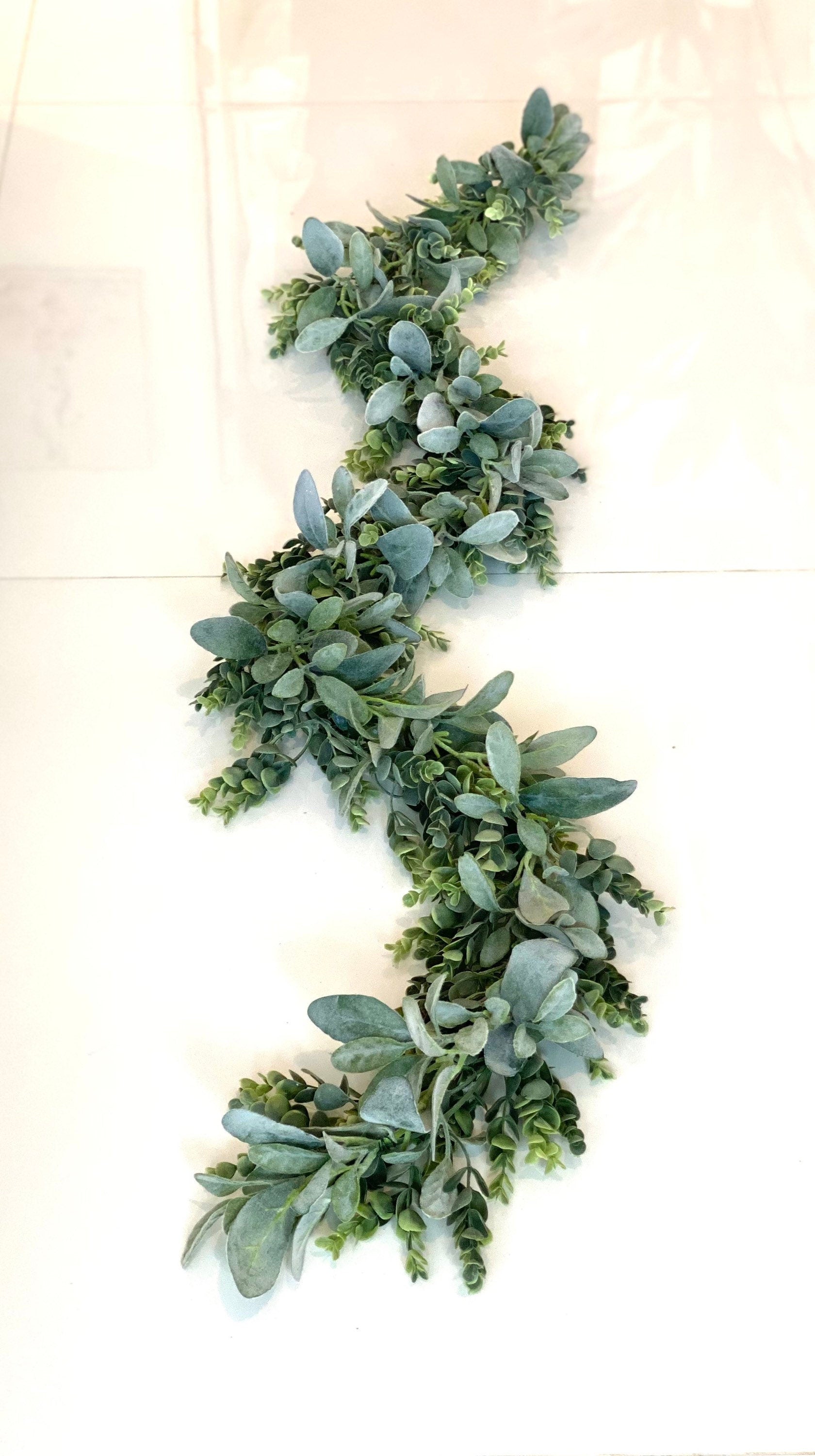 Faux Eucalyptus and Lambs Ear Garland, Table Centerpiece, Eucalyptus Wedding Flowers, Artificial Eucalyptus Garland, Garland, Table Runner