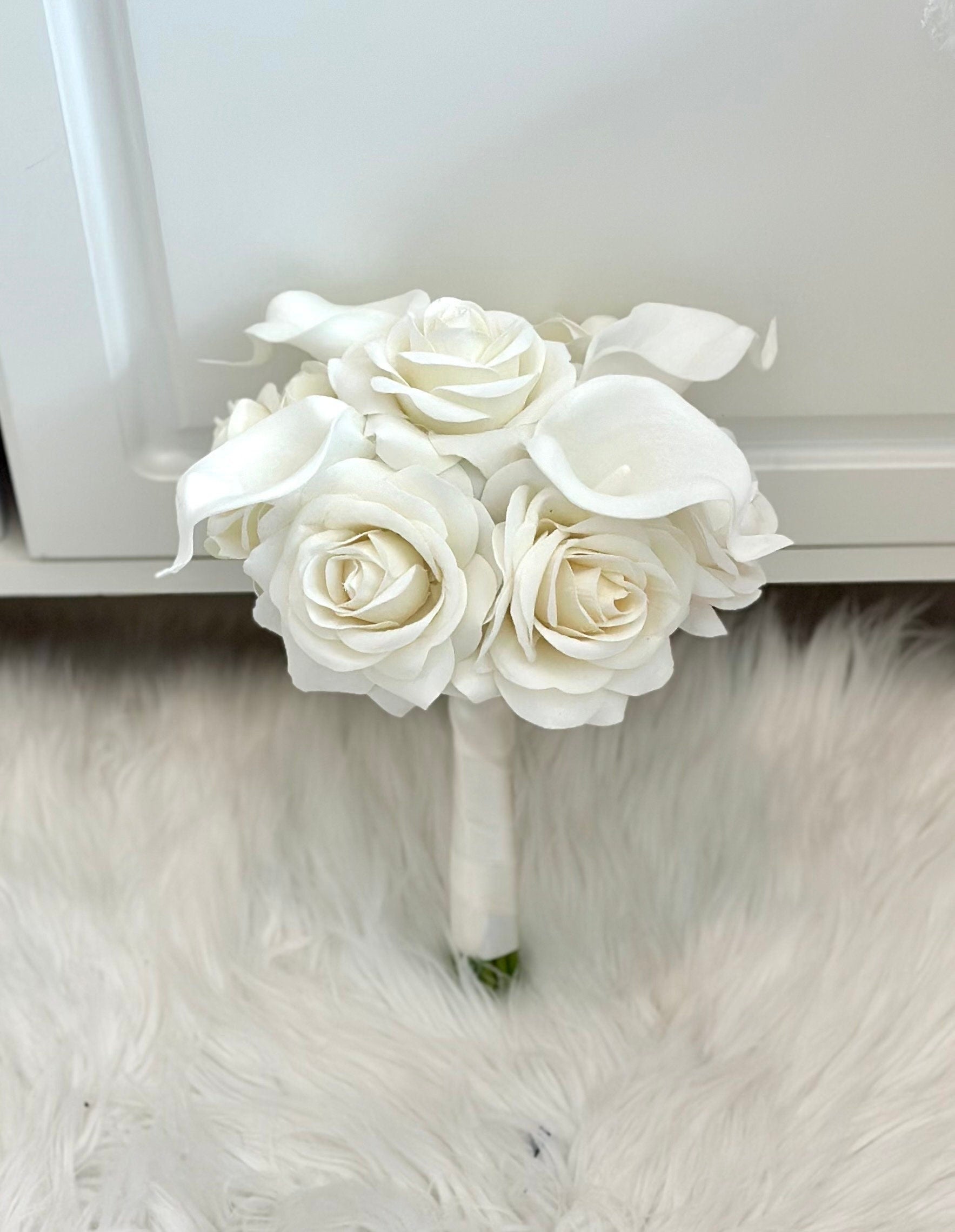 Ivory Bouquet, Ivory Bridal Bouquet, Cream Rose Bouquet, Calla Lily Bouquet, White Bouquet, White Lily Bouquet, White Rose Bouquet,