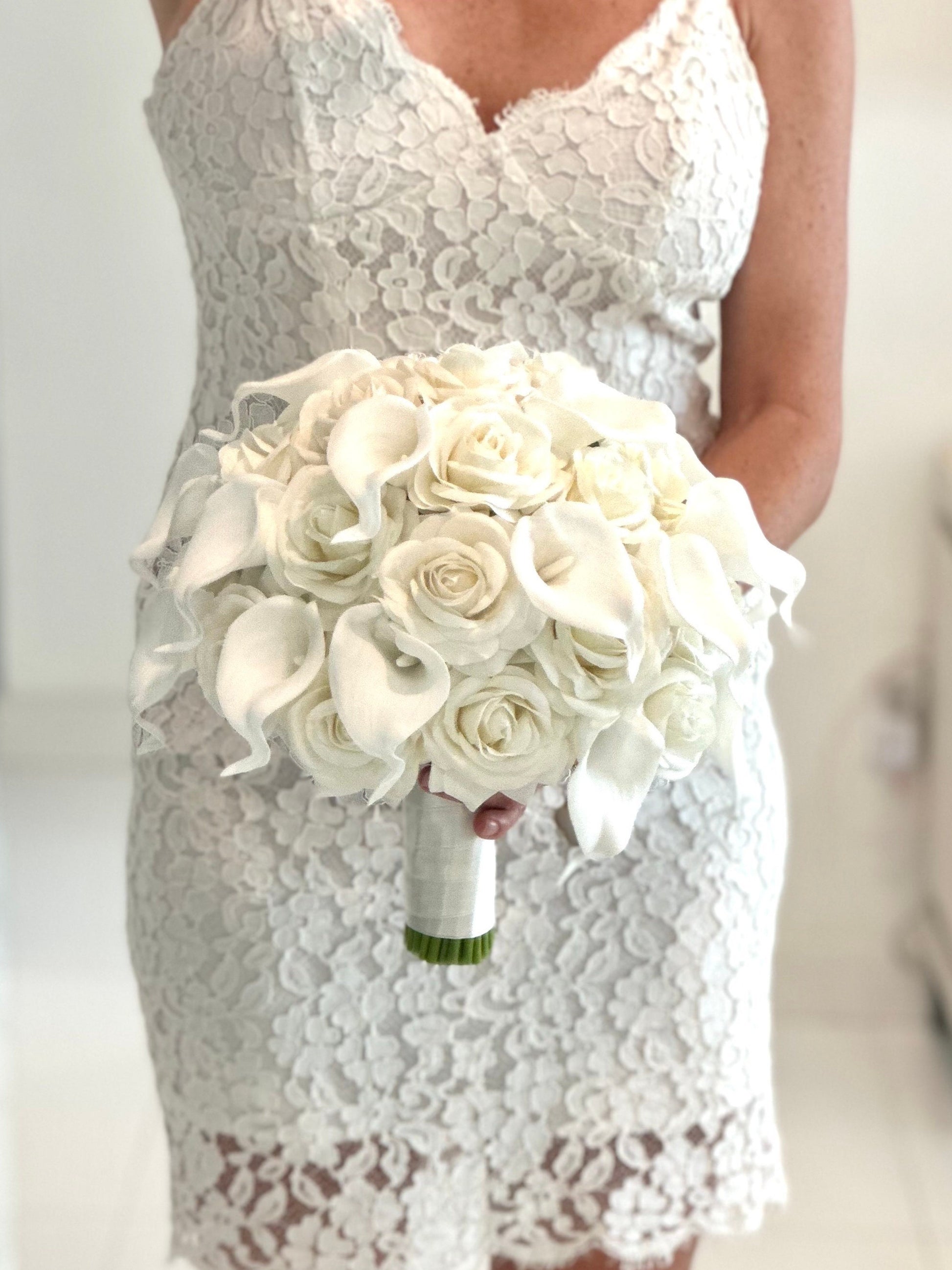 Ivory Bouquet, Ivory Bridal Bouquet, Cream Rose Bouquet, Calla Lily Bouquet, White Bouquet, White Lily Bouquet, White Rose Bouquet,