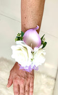 Lavender Calla Lily Wrist Corsage, Lilac Corsage, Light Purple Wrist Corsage, LavenderCorsage, Prom Boutonniere, Pin Corsage, Wedding Corsag