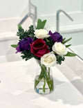 Real Touch Rose Arrangement, Purple Rose Arrangement, Purple Centerpiece, Artificial Rose Arrangement, White Floral Arrangement, Table Cent