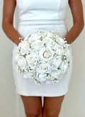 Ivory Rose Bouquet, Bridesmaid Bouquet, Ivory Bouquet, Ivory Wedding Bouquet, Ivory Rose Bouquet, Ivory Bridal Bouquet, Babys Breath,