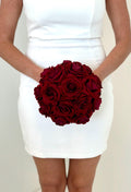 Faux Burgundy Rose Bouquet, Rose Bouquet, Red Rose Bouquet, Burgundy Boutonnière, Winter Bouquet, Burgundy