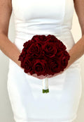 Faux Burgundy Rose Bouquet, Rose Bouquet, Red Rose Bouquet, Burgundy Boutonnière, Winter Bouquet, Burgundy