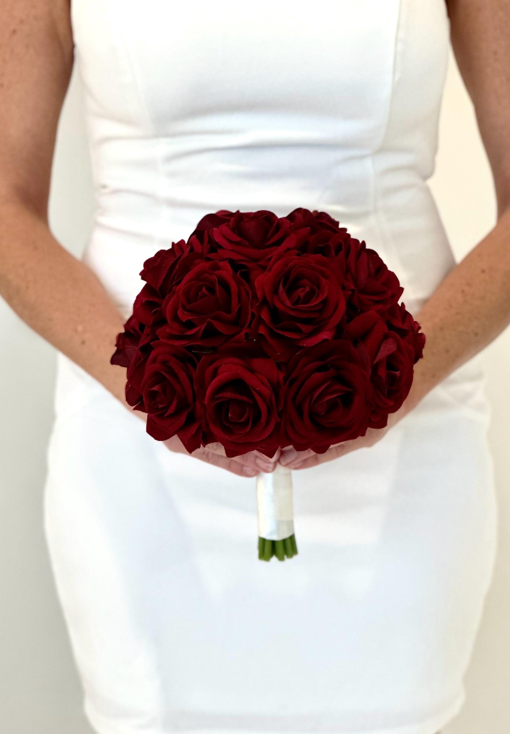 Faux Burgundy Rose Bouquet, Rose Bouquet, Red Rose Bouquet, Burgundy Boutonnière, Winter Bouquet, Burgundy