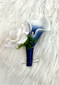 Navy Blue Bouquet, Dusty Blue Bouquet, Blue Rose Bouquet, White Bouquet, Real Touch Calla Lily Bouquet, Blue and White Bridal Bouquet