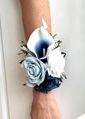 Navy Blue Bouquet, Dusty Blue Bouquet, Blue Rose Bouquet, White Bouquet, Real Touch Calla Lily Bouquet, Blue and White Bridal Bouquet