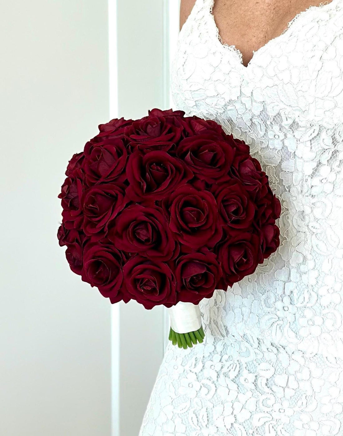 Faux Burgundy Rose Bouquet, Rose Bouquet, Red Rose Bouquet, Burgundy Boutonnière, Winter Bouquet, Burgundy