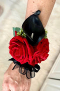 Black and Red Boutonnière, Black Calla Lily Boutonnière, Black Corsage, Red and Black Corsage, Prom Boutonnière, Prom Flowers