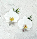 White Orchid Hair Combs, Real Touch Orchid Hair Comb, White Orchid Hair Clip, Orchid Hair Comb, White Orchid Hairpiece, Wedding Hair Comb, O