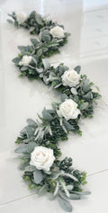 Artificial Eucalyptus Garland, Lambs Ear Garland, Wedding Centerpiece, Arch Flowers, Ivory Rose Garland, Greenery Garland, Eucalyptus Table