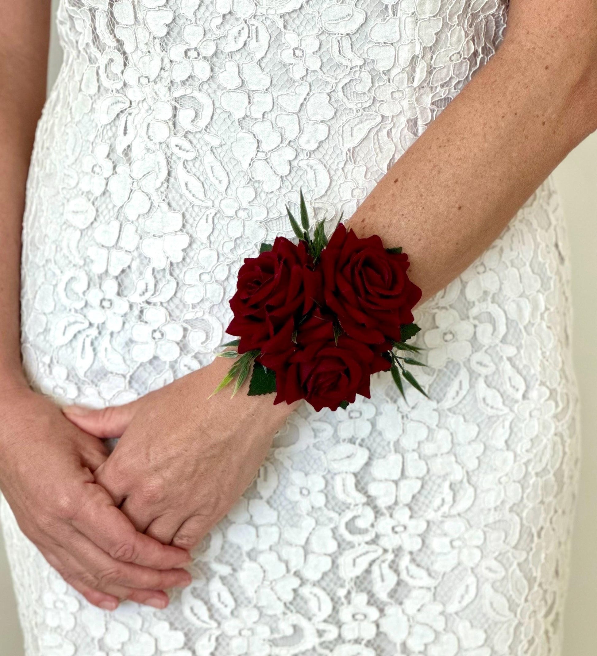 Faux Burgundy Rose Bouquet, Rose Bouquet, Red Rose Bouquet, Burgundy Boutonnière, Winter Bouquet, Burgundy