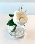 Real Touch Austin Rose Floral, Faux Accent Flower, Faux Rose Arrangement, White and Green Floral Arrangement, Nightstand Floral, Side Table