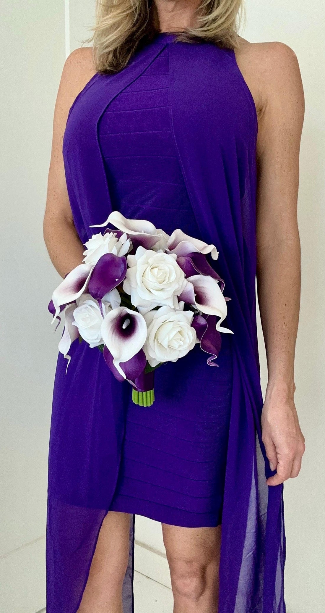 Real Touch Picasso Purple Calla Lily Package, Picasso Purple Bouquet, Calla Lily Bouquet, Plum Bridesmaid Bouquet, Purple Wedding Flowe