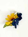 Faux Sunflower and Navy Blue Hydrangea Wedding Flower Package, Yellow Sunflower Bridal Bouquet, Sunflower Bridesmaid Bouquet, Navy Bouquet