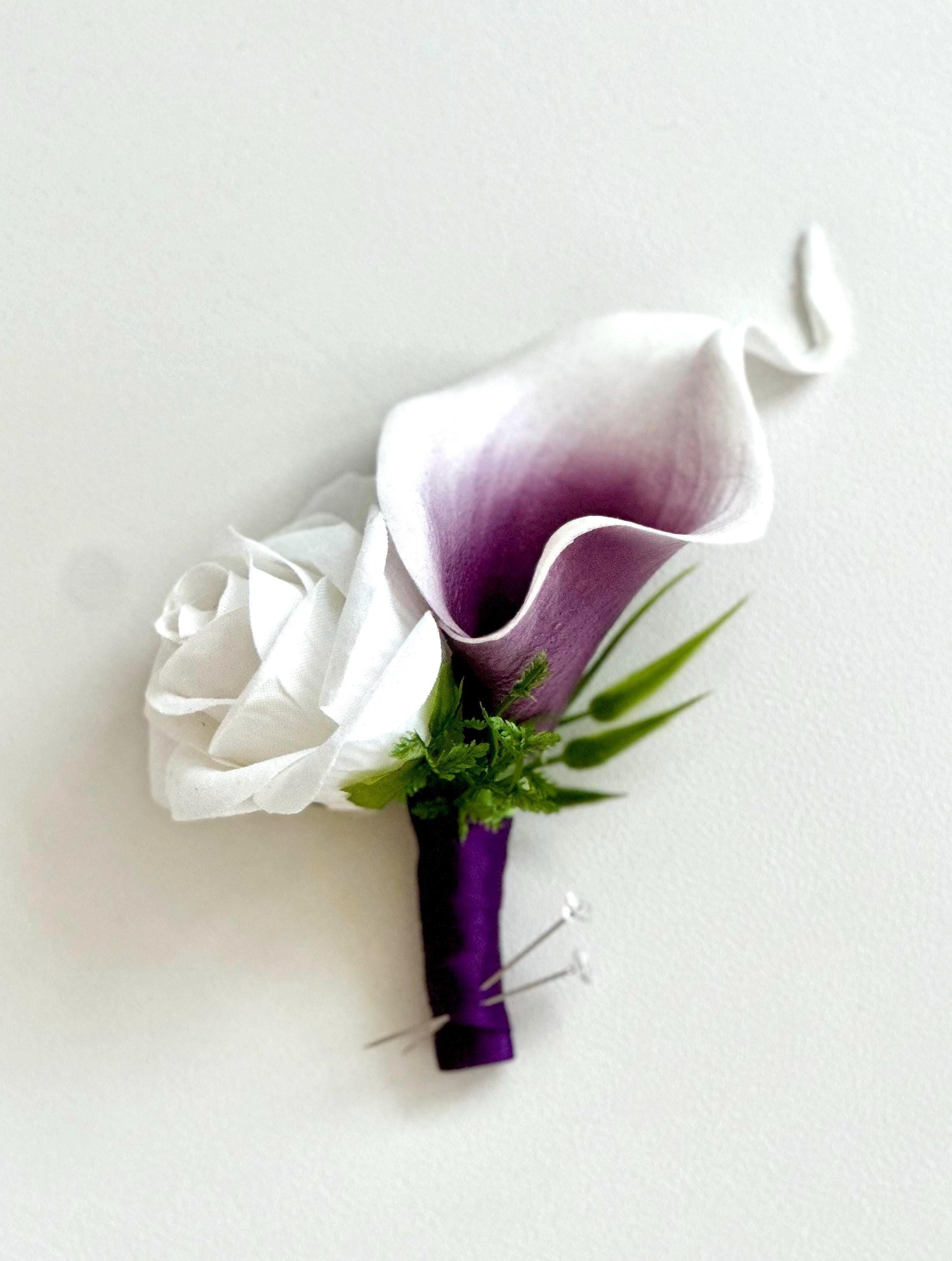 Real Touch Picasso Purple Calla Lily Package, Picasso Purple Bouquet, Calla Lily Bouquet, Plum Bridesmaid Bouquet, Purple Wedding Flowe