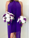 Real Touch Picasso Purple Calla Lily Package, Picasso Purple Bouquet, Calla Lily Bouquet, Plum Bridesmaid Bouquet, Purple Wedding Flowe