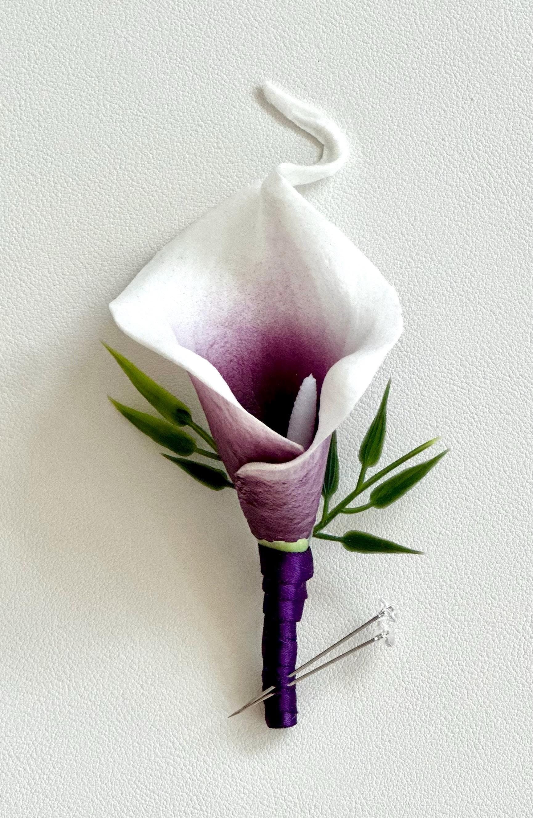 Real Touch Picasso Purple Calla Lily Package, Picasso Purple Bouquet, Calla Lily Bouquet, Plum Bridesmaid Bouquet, Purple Wedding Flowe